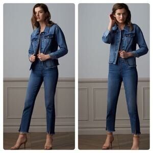 Sam Edelman Mary Jane Fringe Hem Contrast Jean Size 25‎